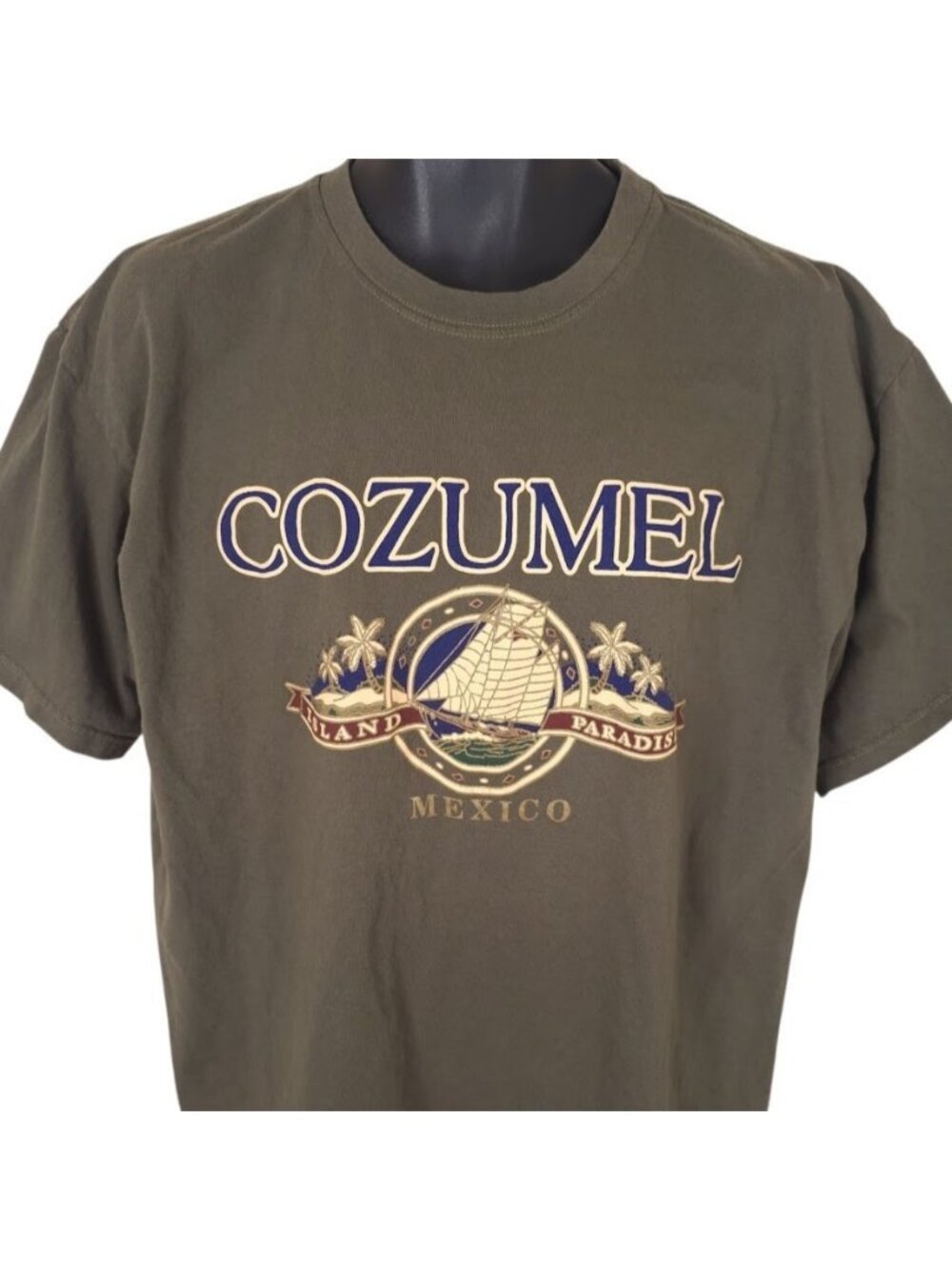 Cozumel T Shirt Mens Size XL Green Brown Mexico Travel Destination Tee